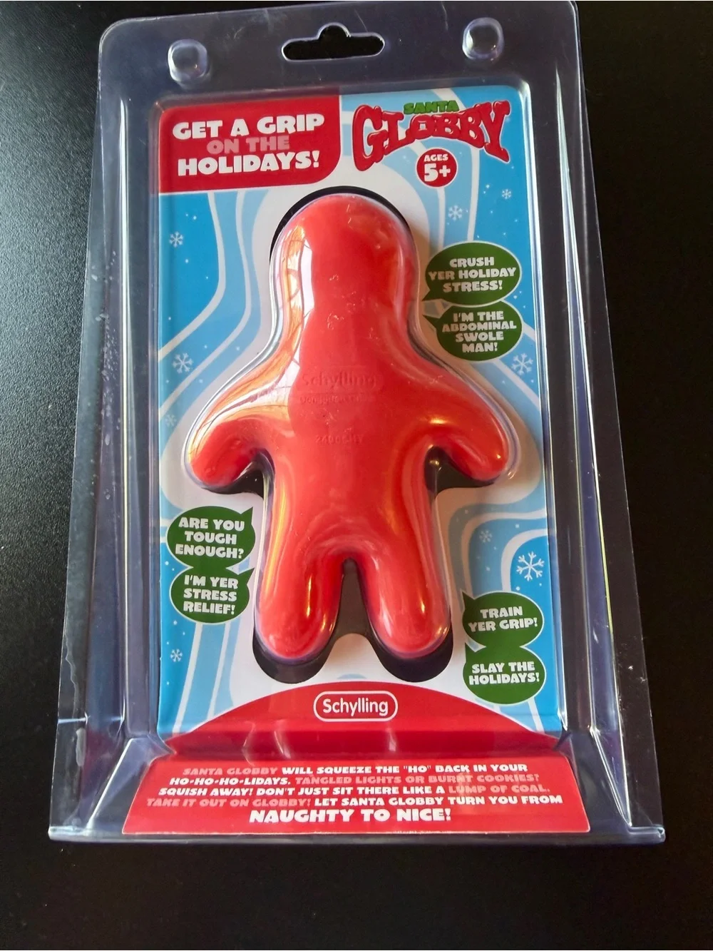 New Schylling Globby Santa Squishy Stress Relief Fidget Toy Get a Grip 5+